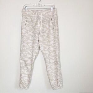 Athleta Cabo Tide Linen Camo Jogger White Tan Size 8